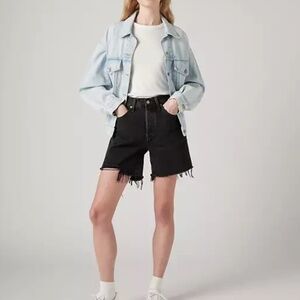 LEVI'S LEVI 501 MID THIGH WOMEN'S SHORTS 25 LUNAR BLACK